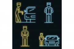 Valet icons set vector neon Product Image 1