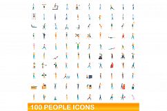 100 people icons set, cartoon style Product Image 1