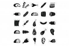 Meat icons set, simple style Product Image 1