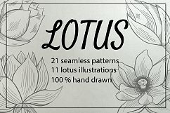 Lotus illustrations and seamless patterns Illustrations  Product Image 1