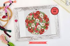 Flowers Pink Red Cross Stitch pattern PDF Embroidery design Product Image 2