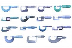 Micrometer icons set, cartoon style Product Image 1