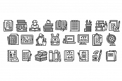 Homework icons set, outline style Product Image 1