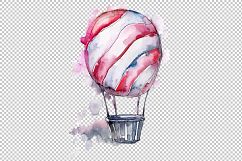 Watercolor pink hot air balloon PNG set   Product Image 3