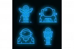Astronaut icons set vector neon Product Image 1