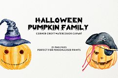 Halloween Pumpkin Family Clipart, Personalised Print Creator Product Image 3