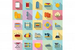 Textile production icons set, flat style Product Image 1