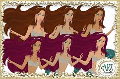 Mermaids Clipart design in Turquoise - Huge Set of : PNG files Product Image 7