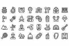 Scouting icons set, outline style Product Image 1