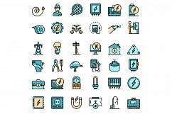 Electrician service icons vector flat Product Image 1
