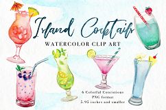 Island Cocktails Watercolor Clip Art Product Image 1