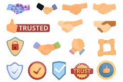 Trust icons set, cartoon style Product Image 1