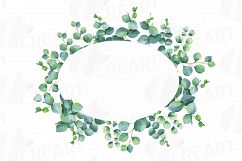Eucalyptus frames watercolor clip art pack, Eucalyptus leaves design borders. PNG, jpg, svg, vector illustrator &amp; corel files included Product Image 7