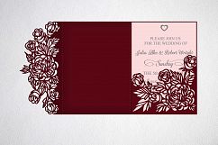 tri fold wedding invitation, svg dxf laser cut template Product Image 1