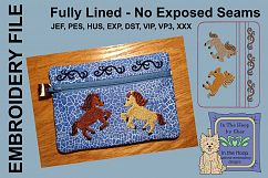 Horses Zipper Bag - Fully Lined, 5X7 HOOP Product Image 1