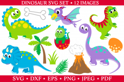 Dinosaur svg files, Dinosaur SVG DXF PNG EPS JPEG PDF Product Image 1