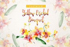 Yellow orchid bouquet PNG watercolor design set Product Image 7