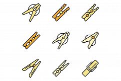 Clothes pins icons set vector flat Product Image 1