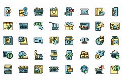 Online shopping icons set vector flat Product Image 1