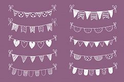 Chalkboard bunting clipart, White hand drawn banner in doodle style Product Image 3