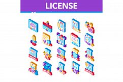 License Certificate Isometric Icons Set Vector Product Image 1