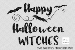 Happy Halloween Witches SVG Cut File, Halloween Cut Files Product Image 2