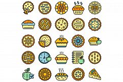Apple pie icons set vector flat Product Image 1