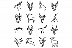 Gazelle icons set, outline style Product Image 1