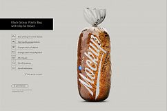 Black Glossy Plastic Bag with Clip for Bread Product Image 2