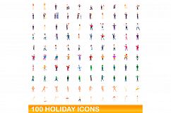 100 holiday icons set, cartoon style Product Image 1