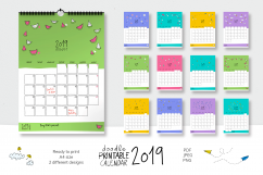 2019 Doodle Printable Calendar Product Image 2