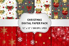 Red and Gold Christmas Digital Paper Pack / Backgrounds / Scrapbooking / Patterns / Printables / Card Making Product Image 1
