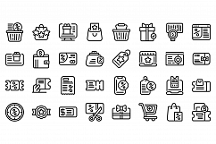 Online voucher icons set, outline style Product Image 1