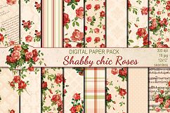 Shabby chic pink roses seamless digital paper pack Product Image 1