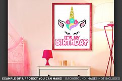 Its My Birthday Unicorn Glitter Shirt Design SVG File - 1059 Product Image 3