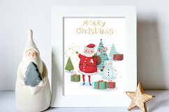 Merry Christmas clipart pack with Santa and digital paper Product Image 6