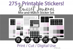 Bullet Journal and Planner Sticker Set - Black and Pink Product Image 1