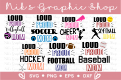 Loud and Proud Mom Svg Bundle, Football, Soccer, Baseball Product Image 1