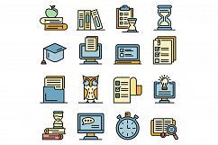 Preparation for exams icons vector flat Product Image 1