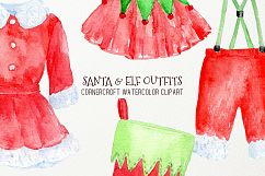 Watercolor Santa and Elf Outfit Clipart Product Image 3