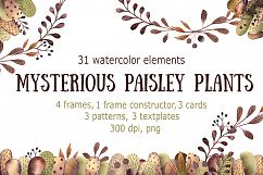 Mysterious Paisley Plants - Watercolor Clip Art Set Product Image 1