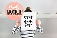 Woman holding quote mockup, feminine styled stock photo Product Image 1