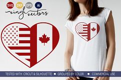 Canadian American Flag Heart DXF SVG Cut File Product Image 1
