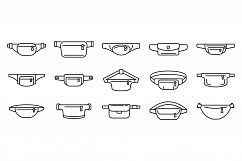 Fashion waist bag icons set, outline style Product Image 1