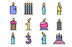 Birthday candle icons vector flat Product Image 1