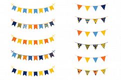 Birthday party bunting clipart, Colorful flags, pennants clip art Product Image 2