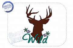 Deer Head Machine Embroidery Design Antler Flowers 2 Sizes Product Image 2