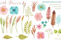 Wild Flowers Meadow Set Watercolor Clipart Product Image 5