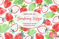 Strawberry watercolor design Product Image 1