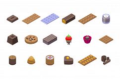 Chocolate icons set, isometric style Product Image 1